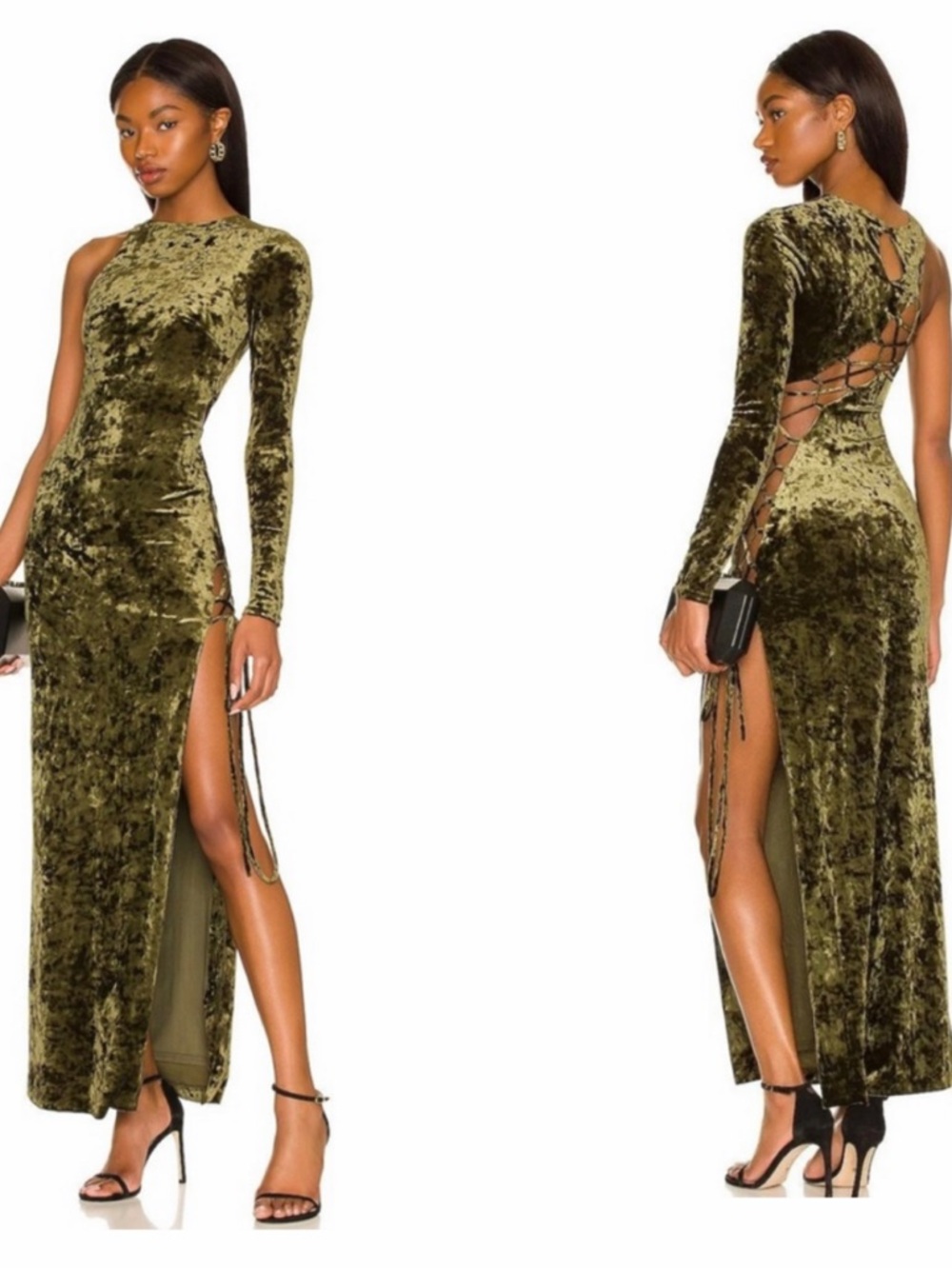 NWT Camila Coelho Gabriel Maxi Dress in Olive Green Revolve XS
